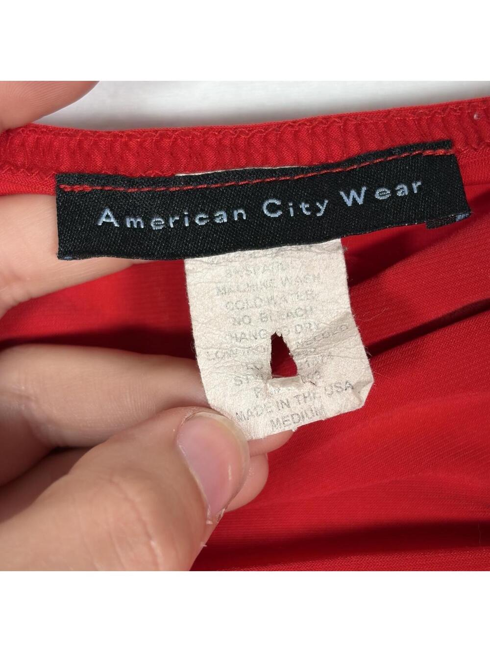 AMERICAN CITY WEAR OFF SHOULDER RUFFLE TOP RED - Picture 5 of 5